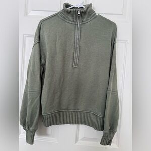 Aerie Olive Green Half-Zip Sweater